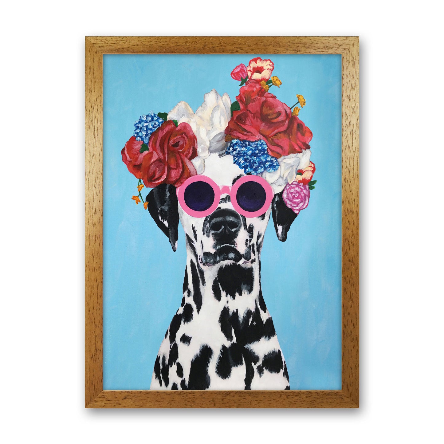 Fashion Dalmatian Blue Art Print by Coco Deparis Oak Grain
