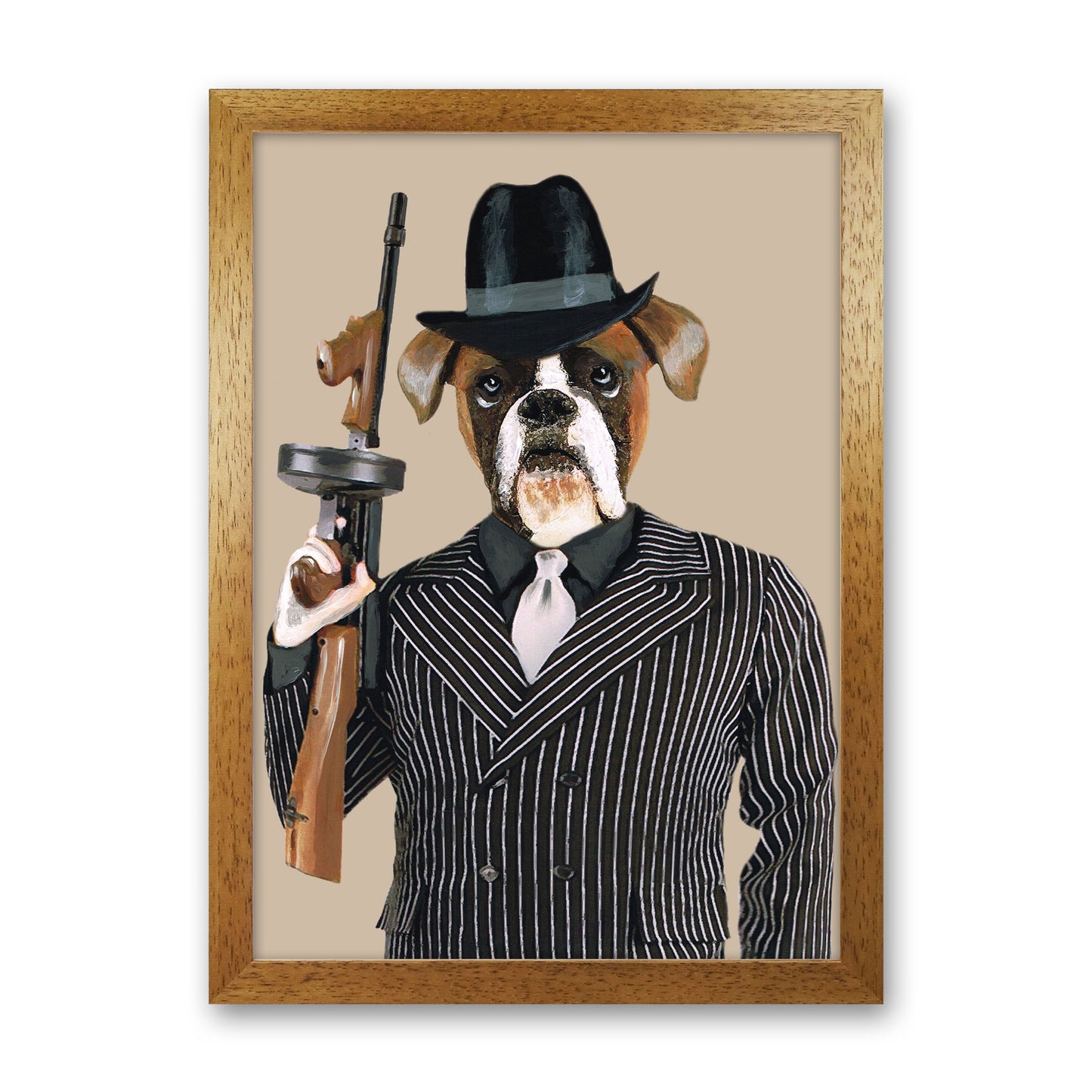 Gangster Boxer Art Print by Coco Deparis Oak Grain
