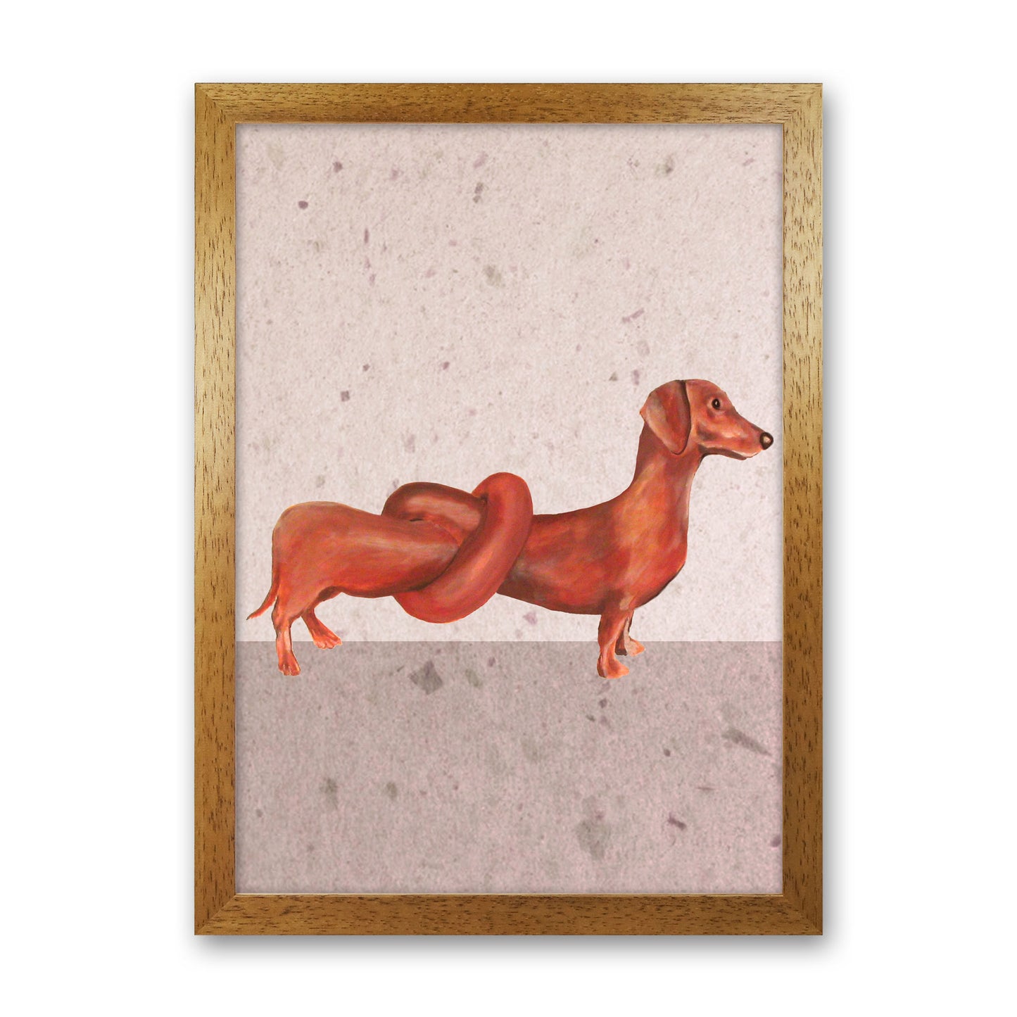 Daschund Knotted Art Print by Coco Deparis Oak Grain