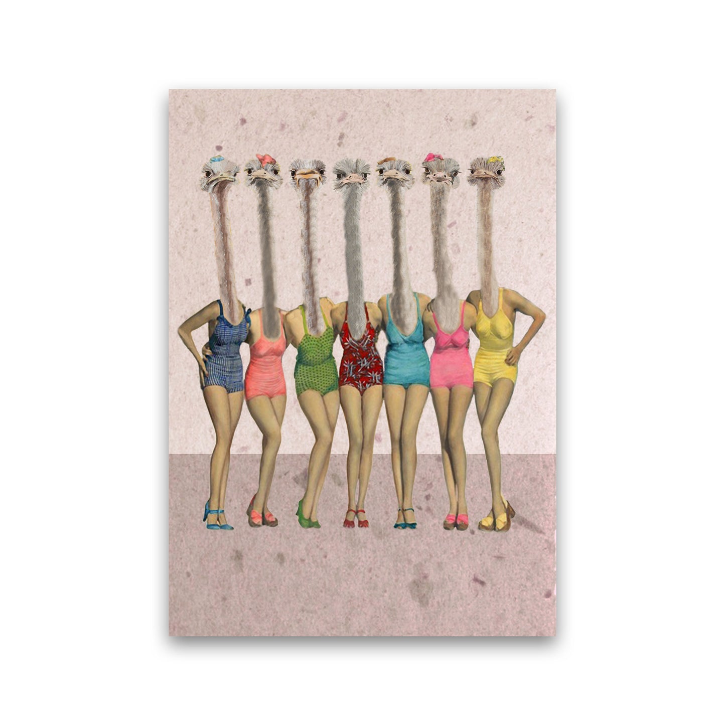 Ostriches In Bathsuites Art Print by Coco Deparis Print Only