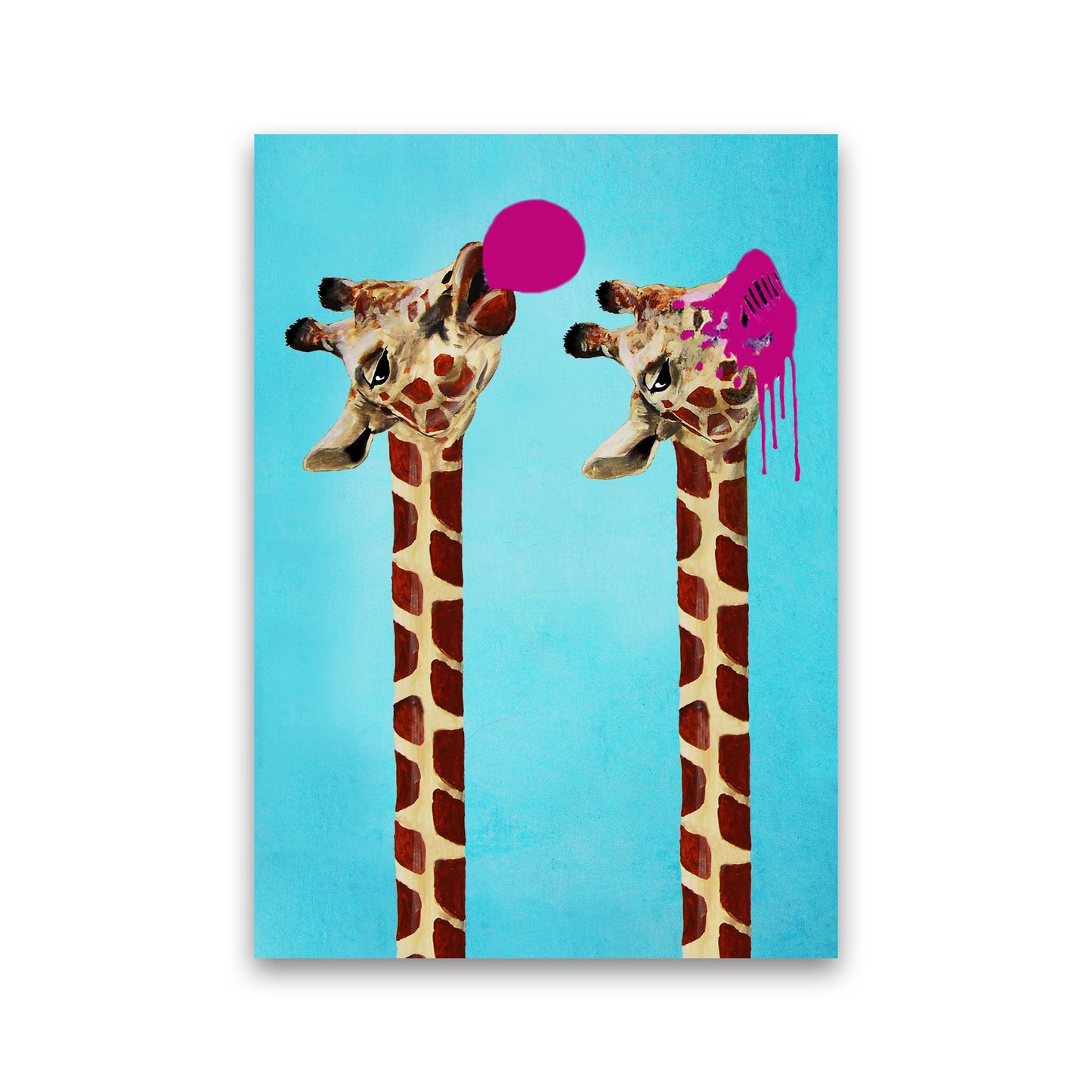 Giraffes With Bubblegum Art Print by Coco Deparis Print Only