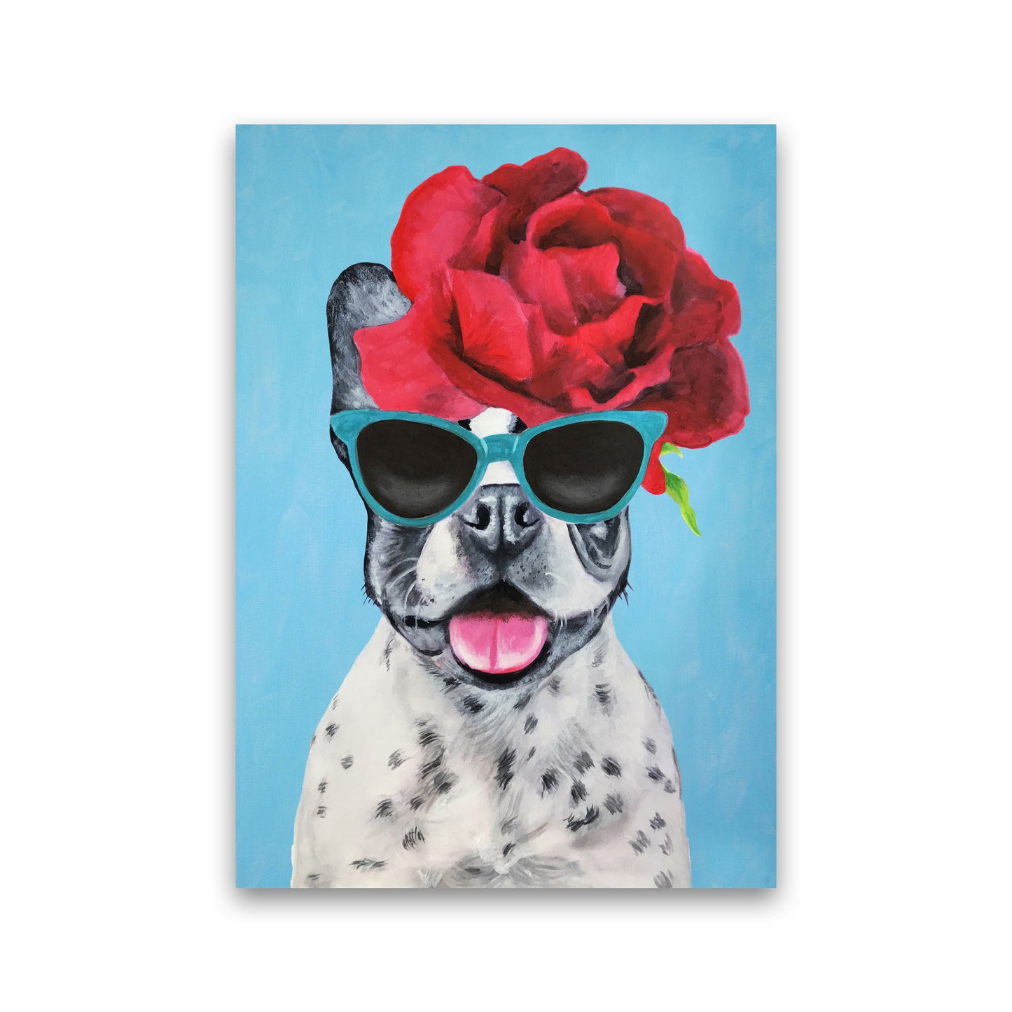 Fashion Bulldog Blue Art Print by Coco Deparis Print Only