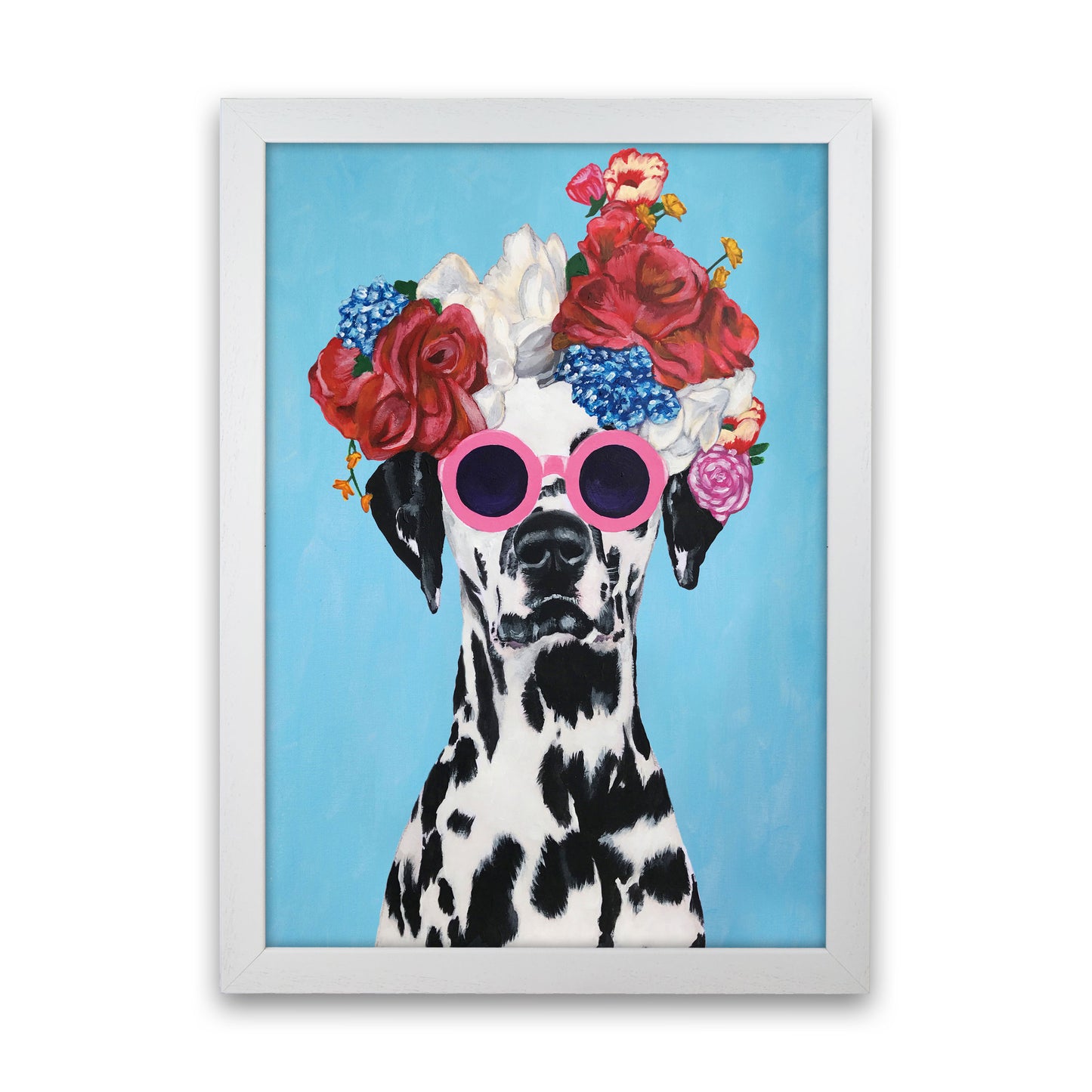 Fashion Dalmatian Blue Art Print by Coco Deparis White Grain
