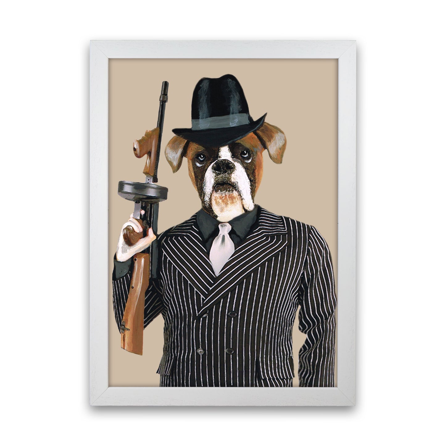 Gangster Boxer Art Print by Coco Deparis White Grain