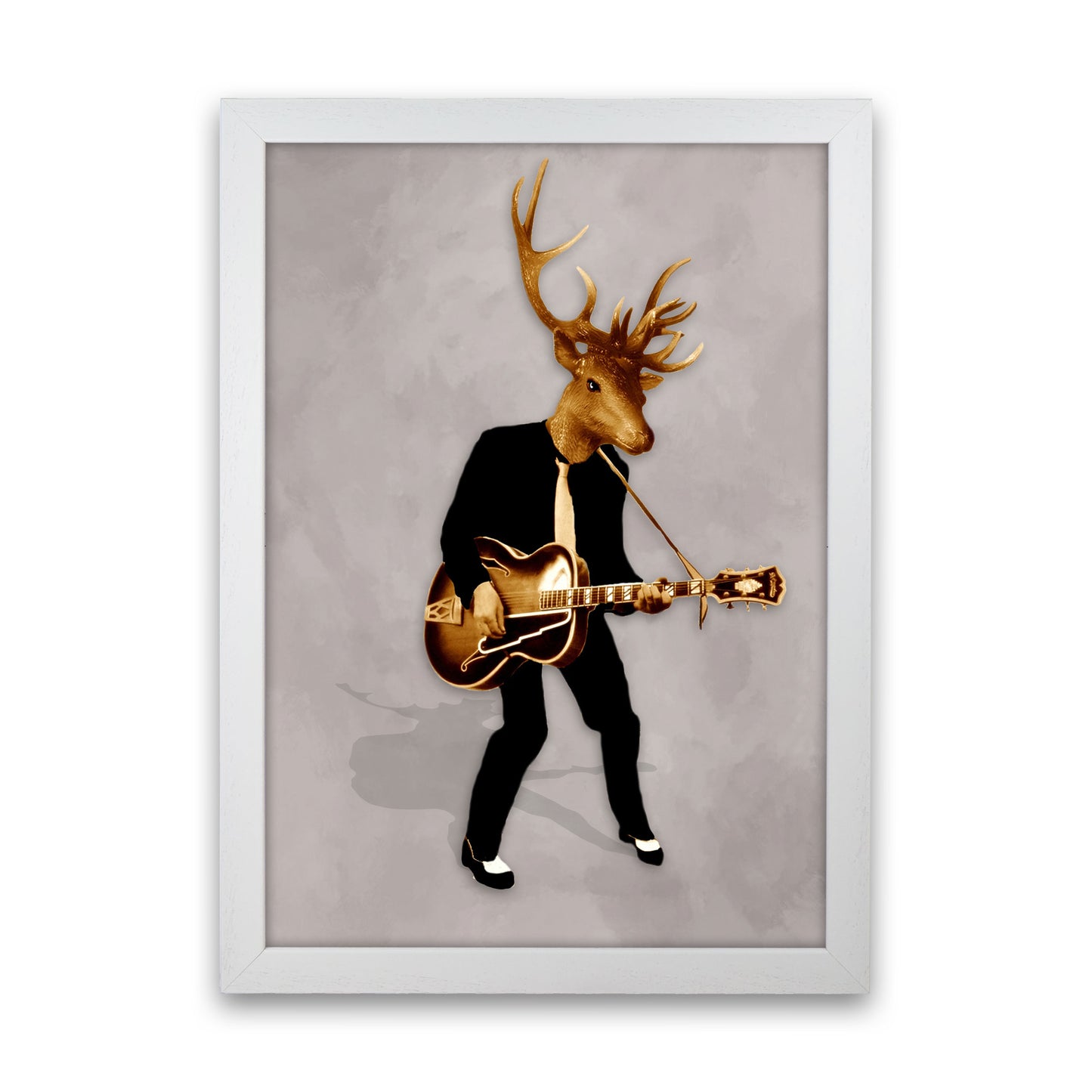 Deer Rock Art Print by Coco Deparis White Grain