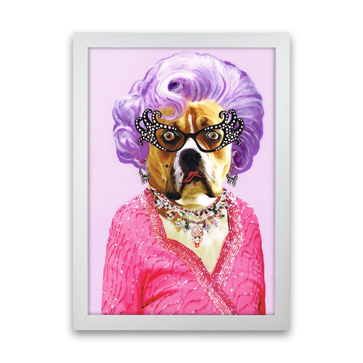Dame Edna Art Print by Coco Deparis White Grain
