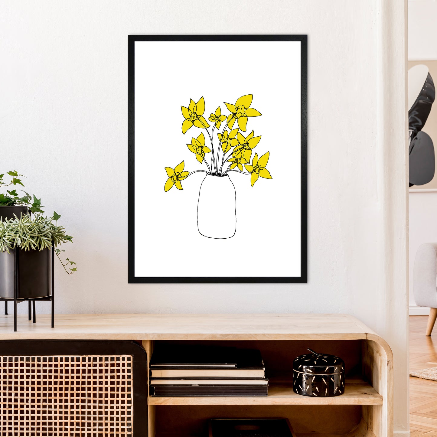 Daffodils Yellow Art Print by Carissa Tanton A1 White Frame