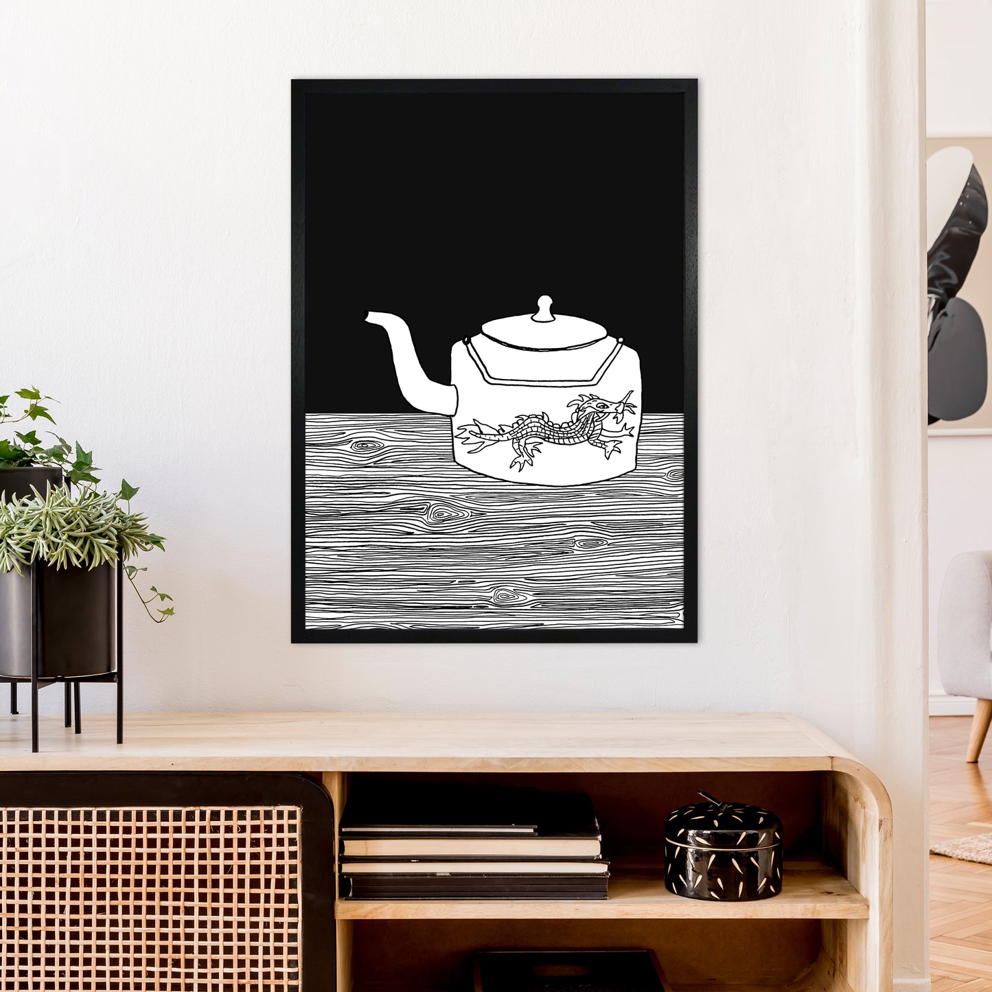 Bhutan Teapot Art Print by Carissa Tanton A1 White Frame