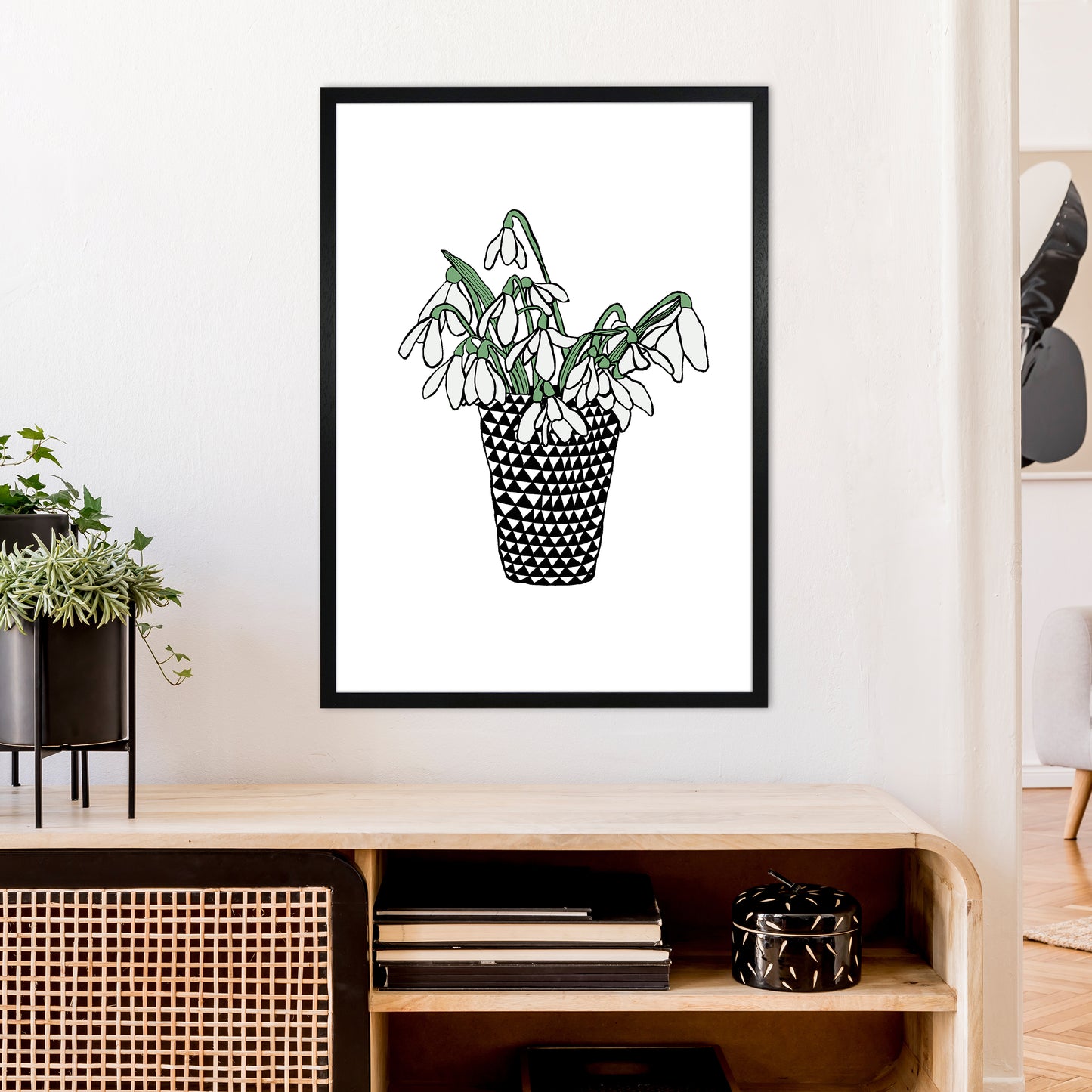 Snowdrops Art Print by Carissa Tanton A1 White Frame