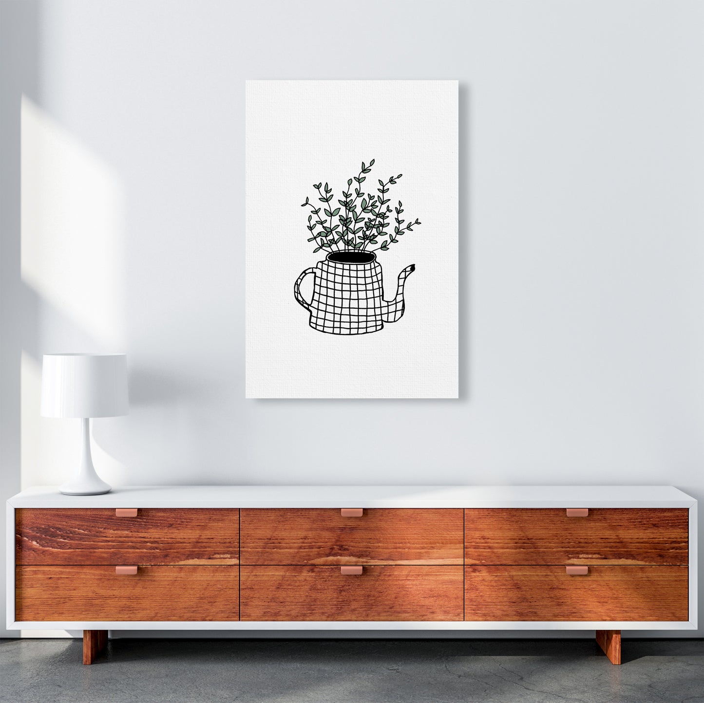 Teapot Plants Green Art Print by Carissa Tanton A1 Canvas