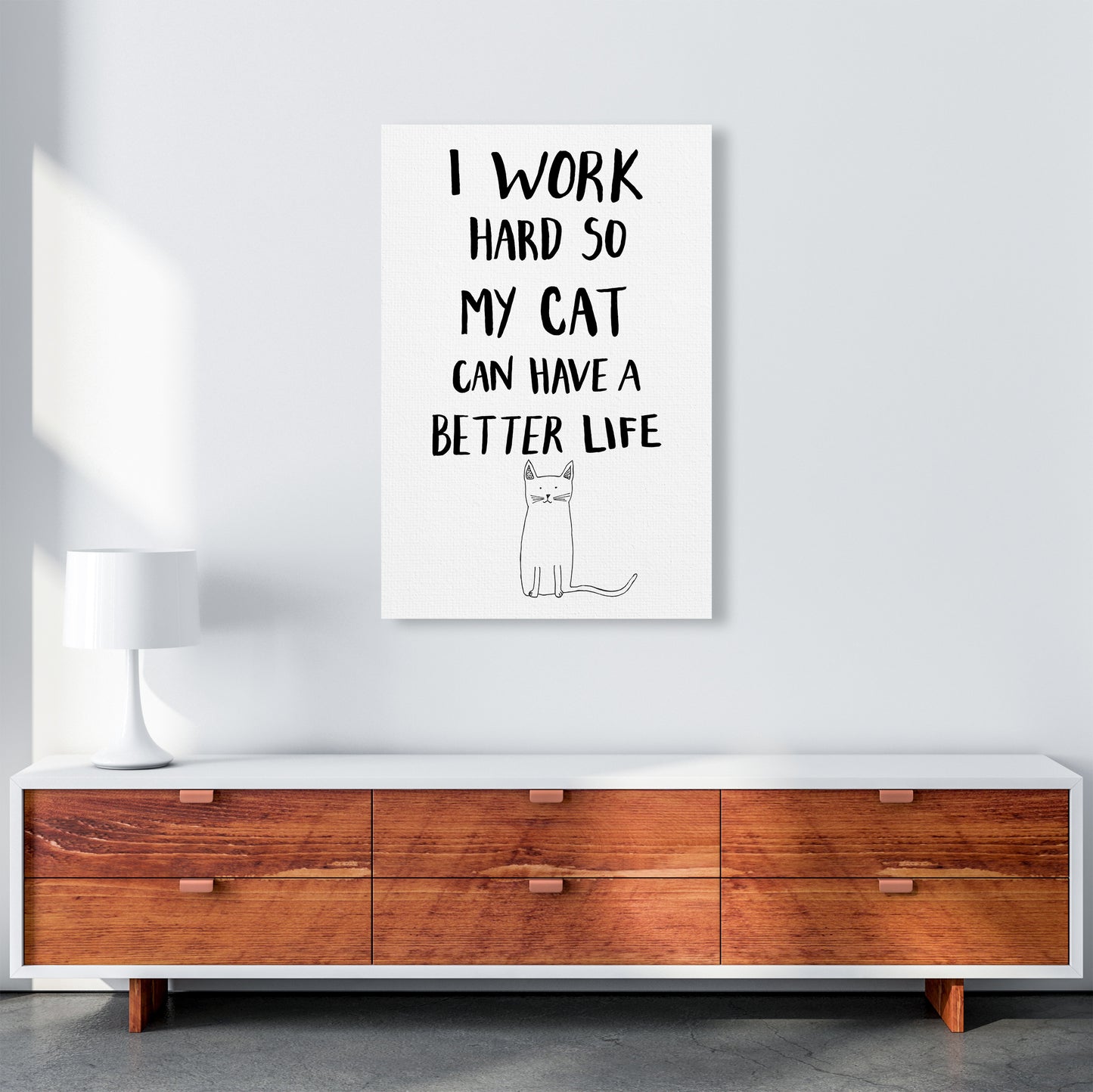 I Work Hard Cat Art Print by Carissa Tanton A1 Canvas