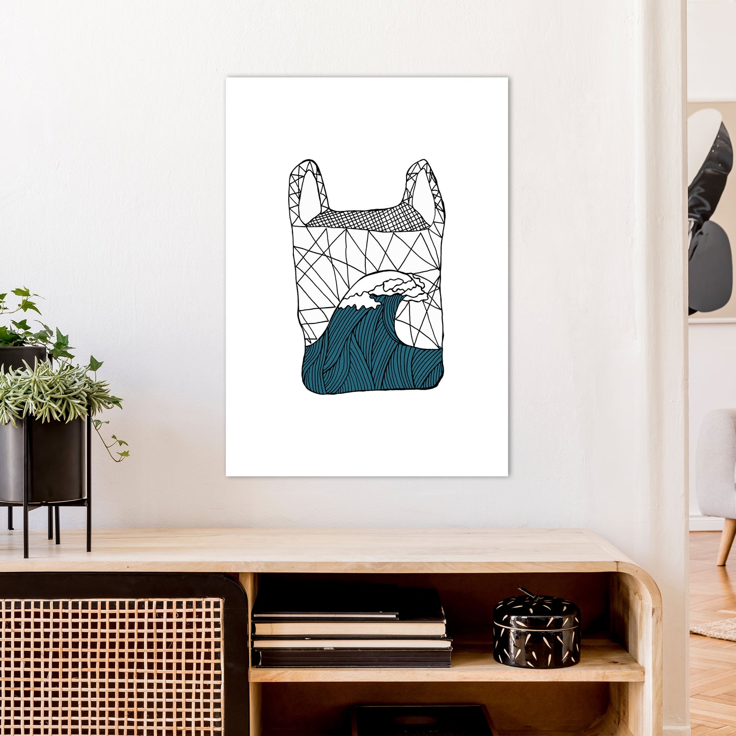 Plastic Bag Blue Art Print by Carissa Tanton A1 Black Frame