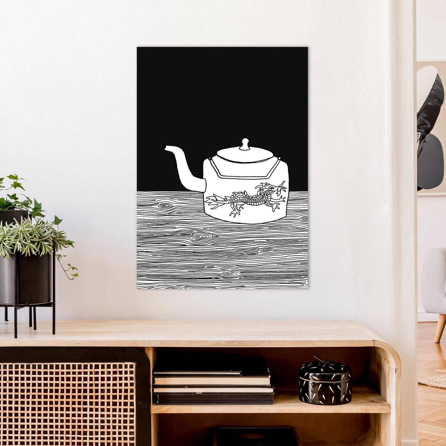 Bhutan Teapot Art Print by Carissa Tanton A1 Black Frame