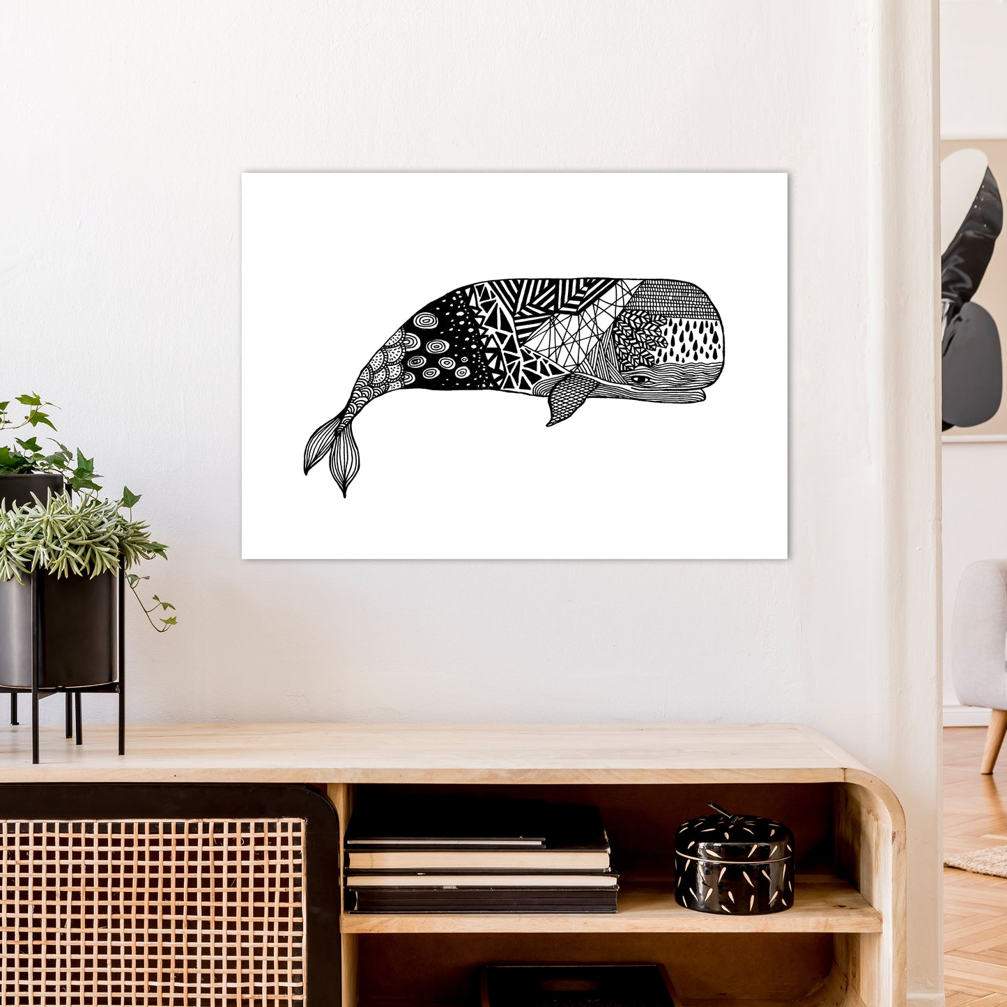 Whale Art Print by Carissa Tanton A1 Black Frame