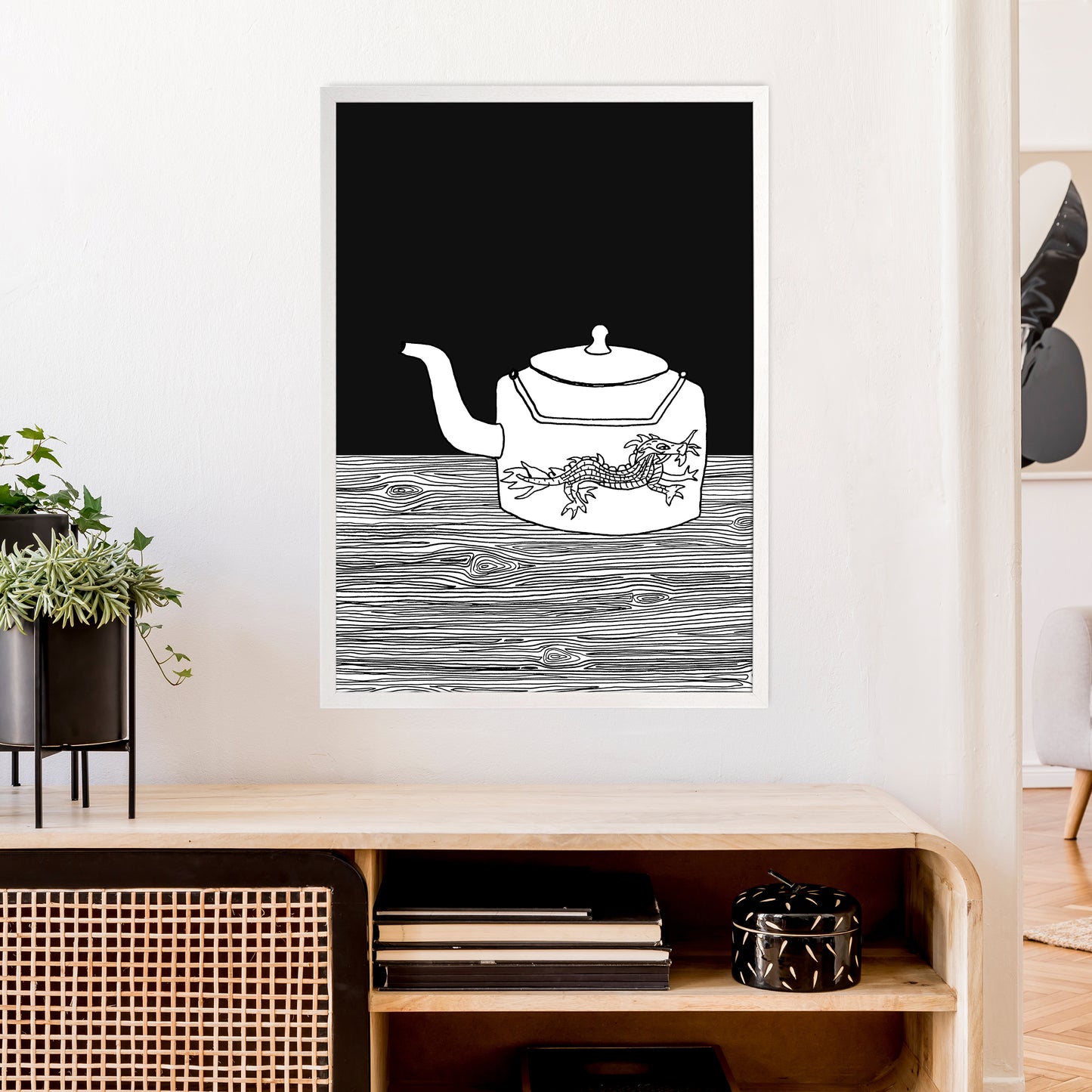 Bhutan Teapot Art Print by Carissa Tanton A1 Oak Frame