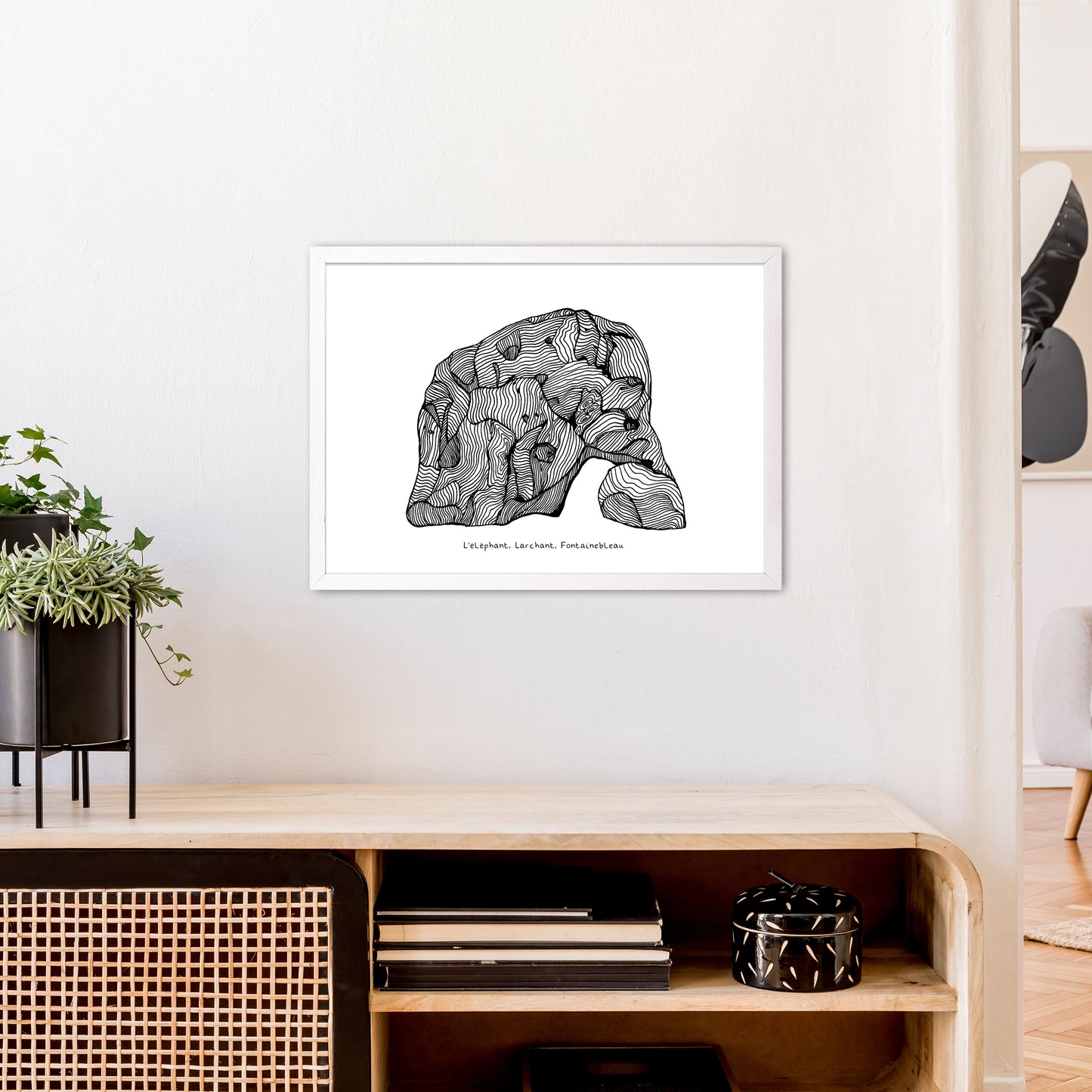 Font Elephant Art Print by Carissa Tanton A2 Oak Frame