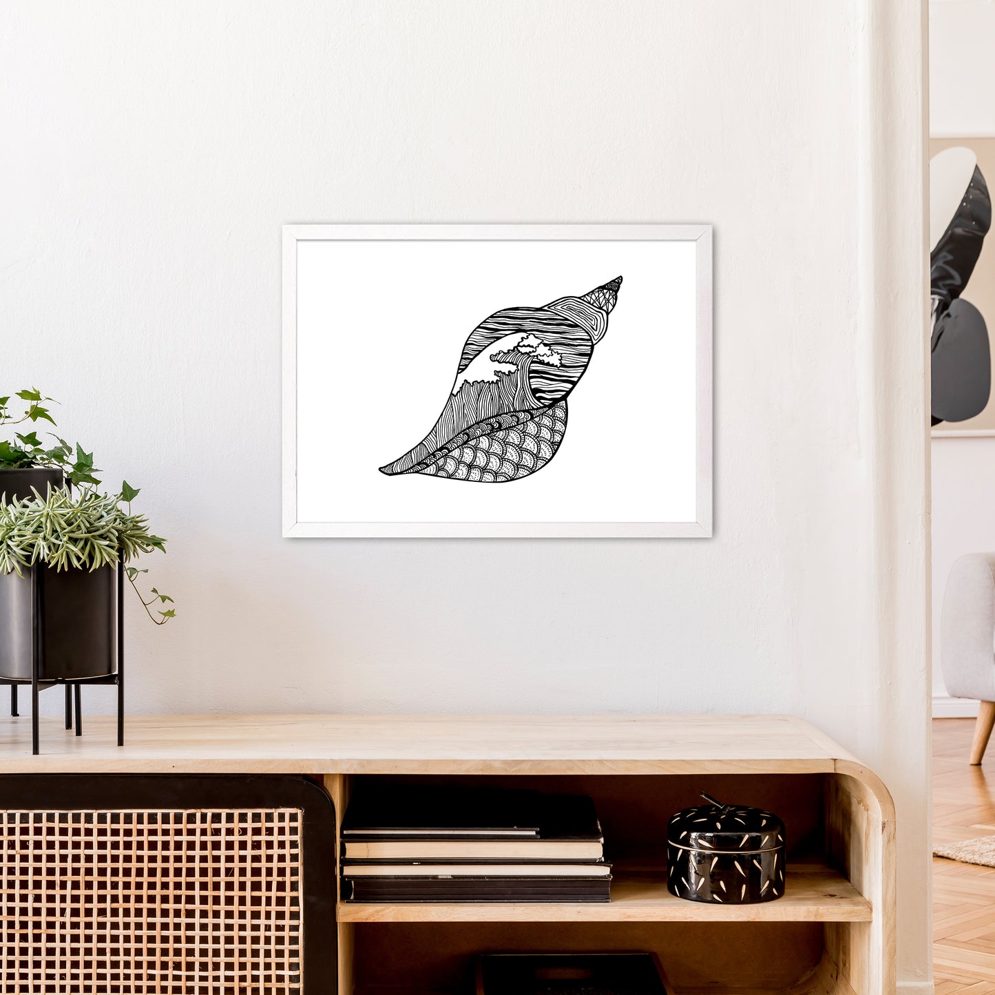 Shell Art Print by Carissa Tanton A2 Oak Frame
