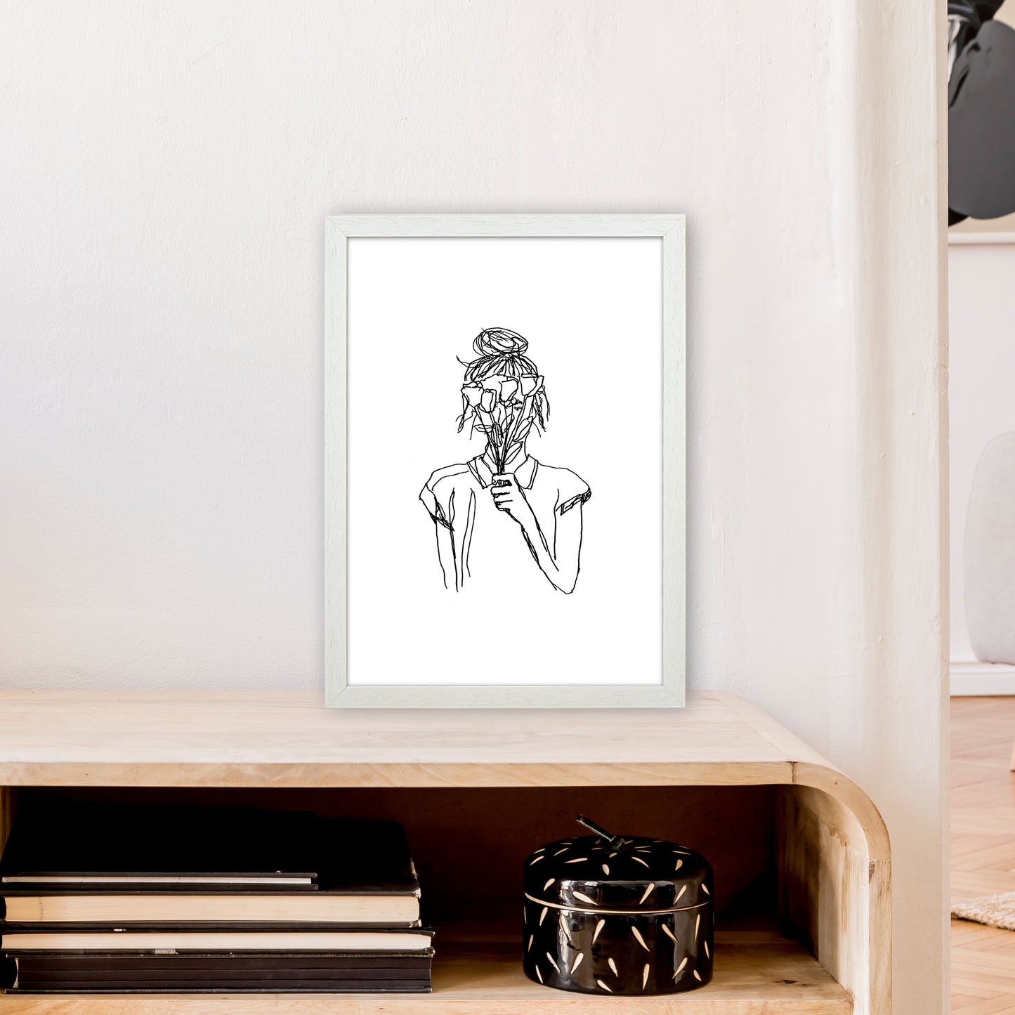 Left Hand Flower Girl Art Print by Carissa Tanton A3 Oak Frame