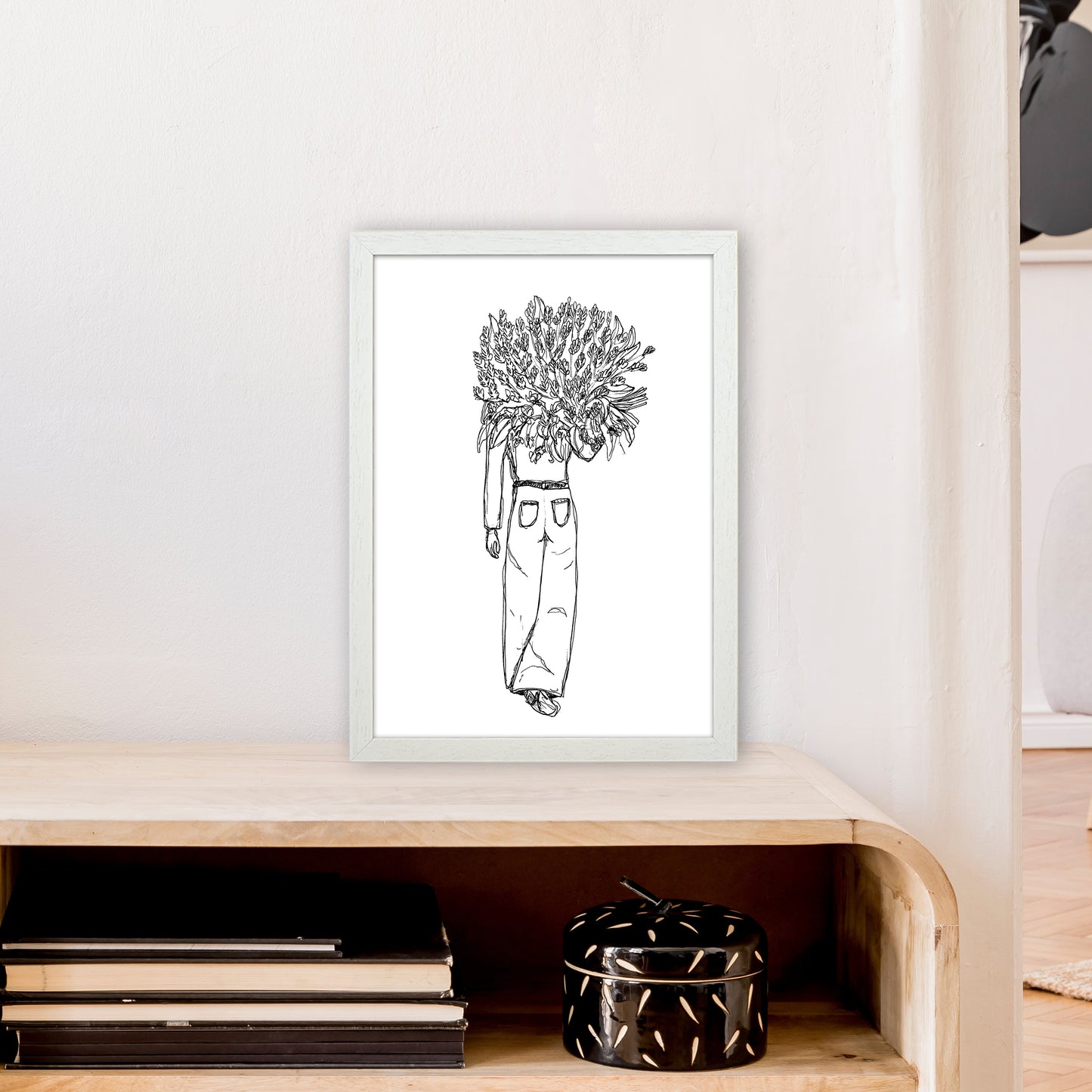 Flower Woman Art Print by Carissa Tanton A3 Oak Frame