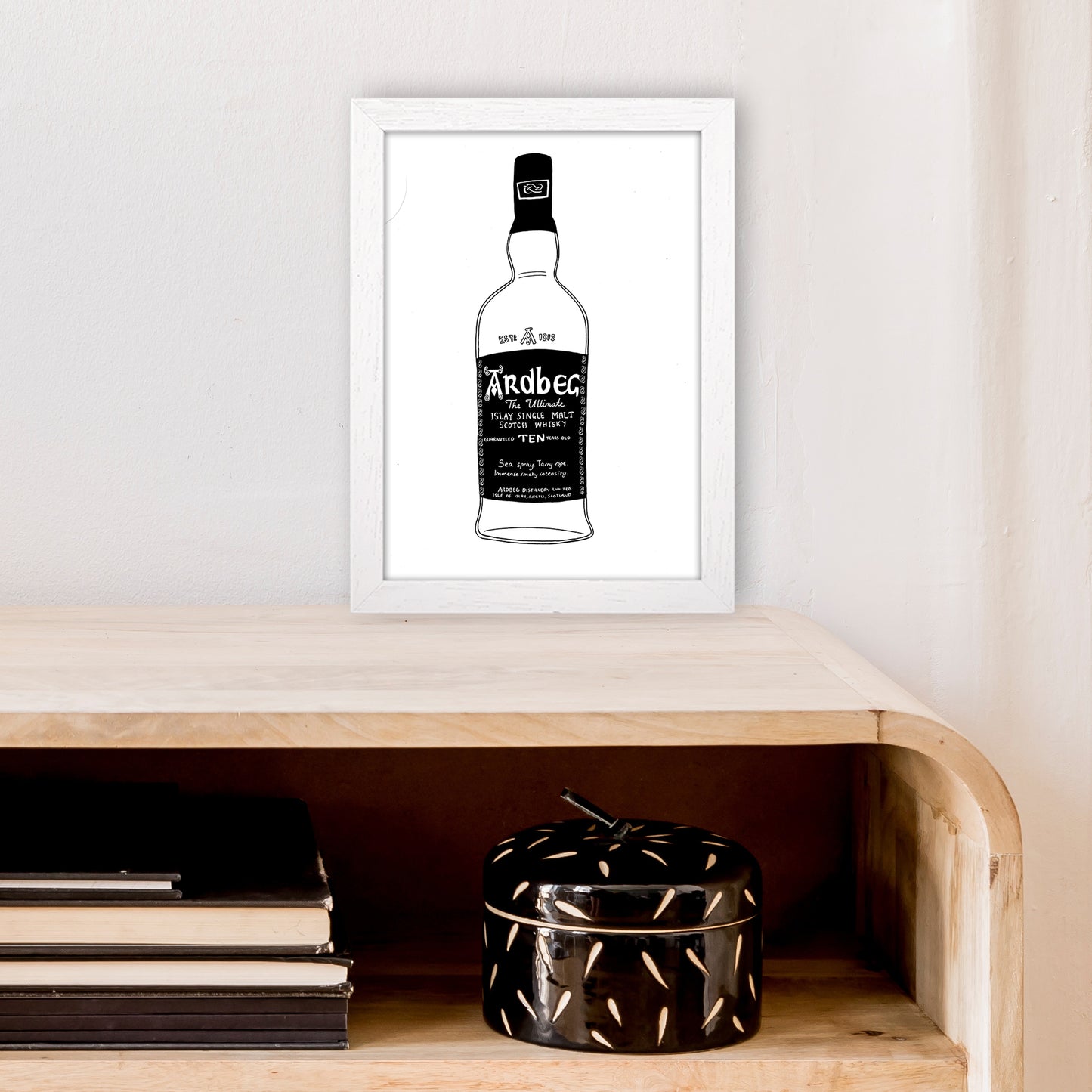 Ardbeg Art Print by Carissa Tanton A4 Oak Frame