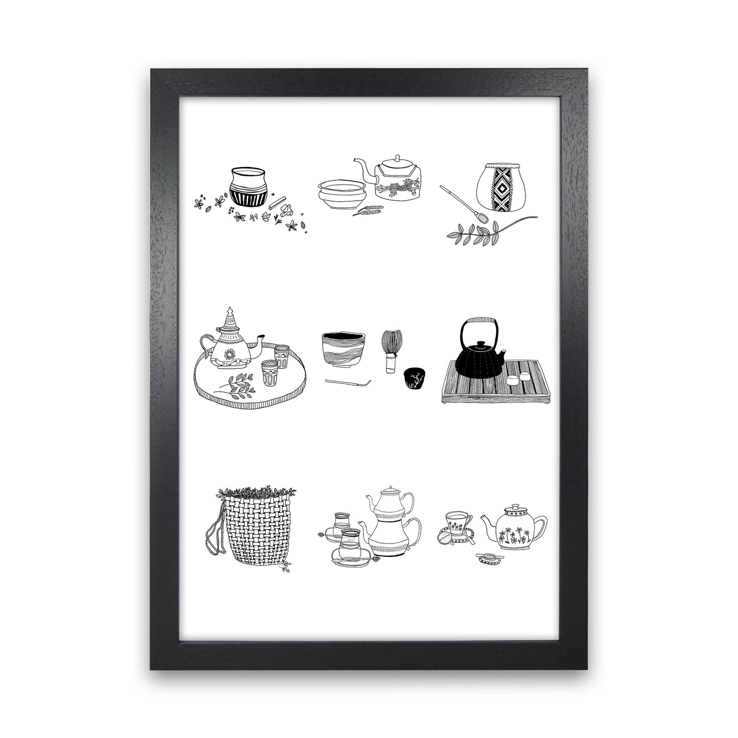 All Tea A3 Art Print by Carissa Tanton Black Grain