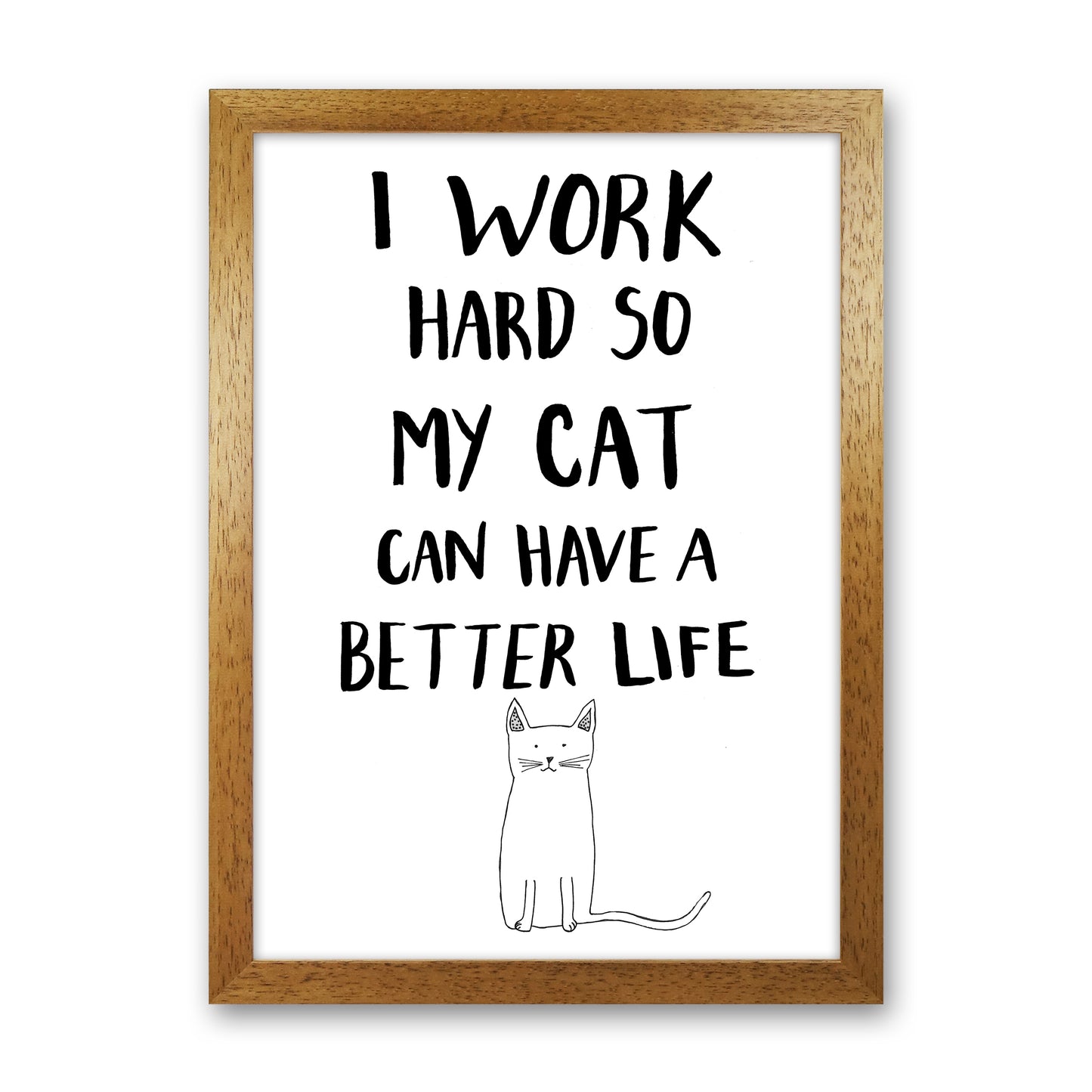 I Work Hard Cat Art Print by Carissa Tanton Oak Grain