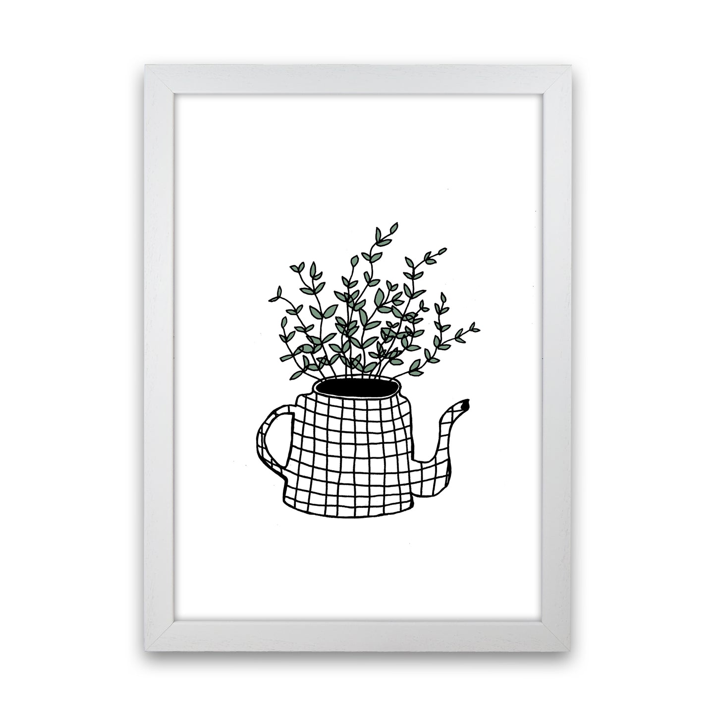 Teapot Plants Green Art Print by Carissa Tanton White Grain
