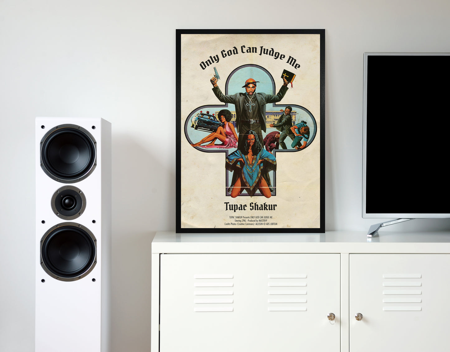 Tupac only god can judge me retro music poster framed wall art print