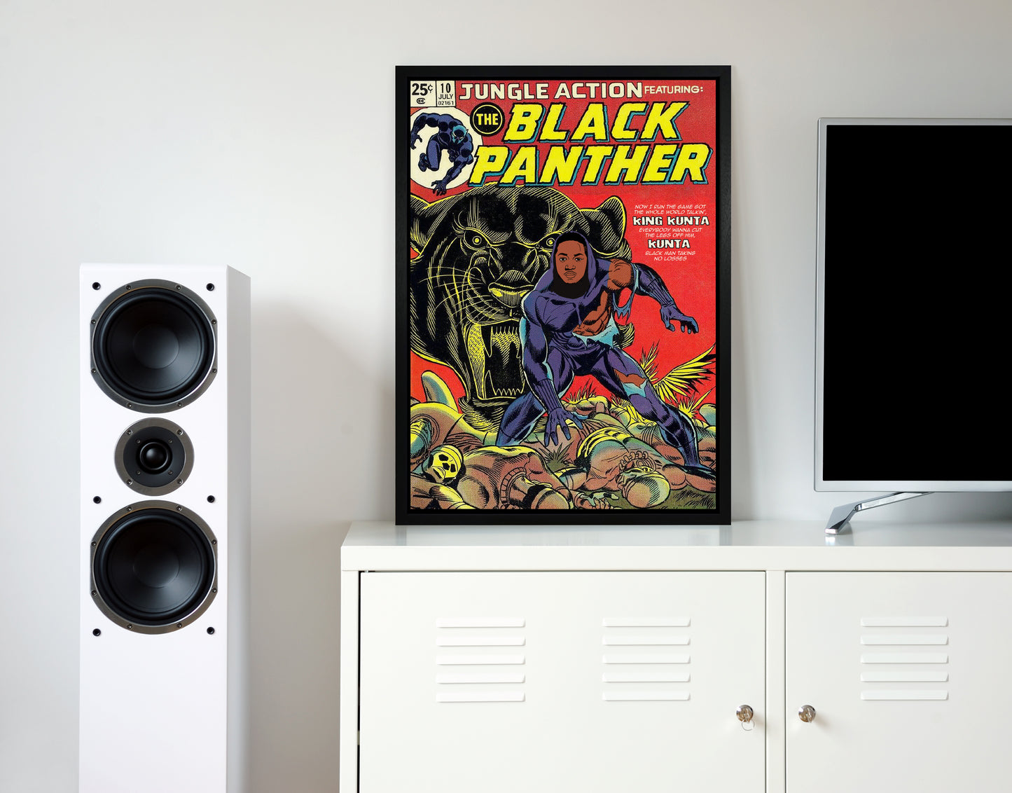 Black panther retro music poster framed wall art print