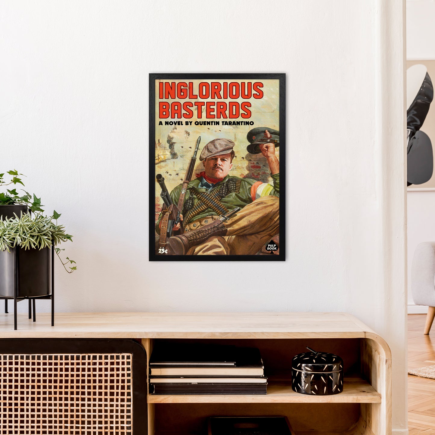 Inglorious Basterds by David Redon Retro Movie Poster Framed Wall Art Print A2 White Frame