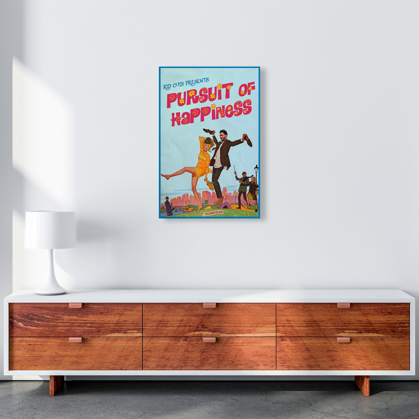Pursuit of Happiness by David Redon Retro Music Poster Framed Wall Art Print A2 Canvas