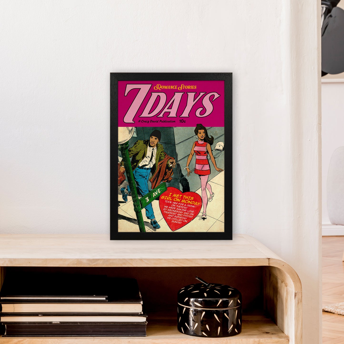 7 Days Music Poster Art Print by David Redon A3 White Frame