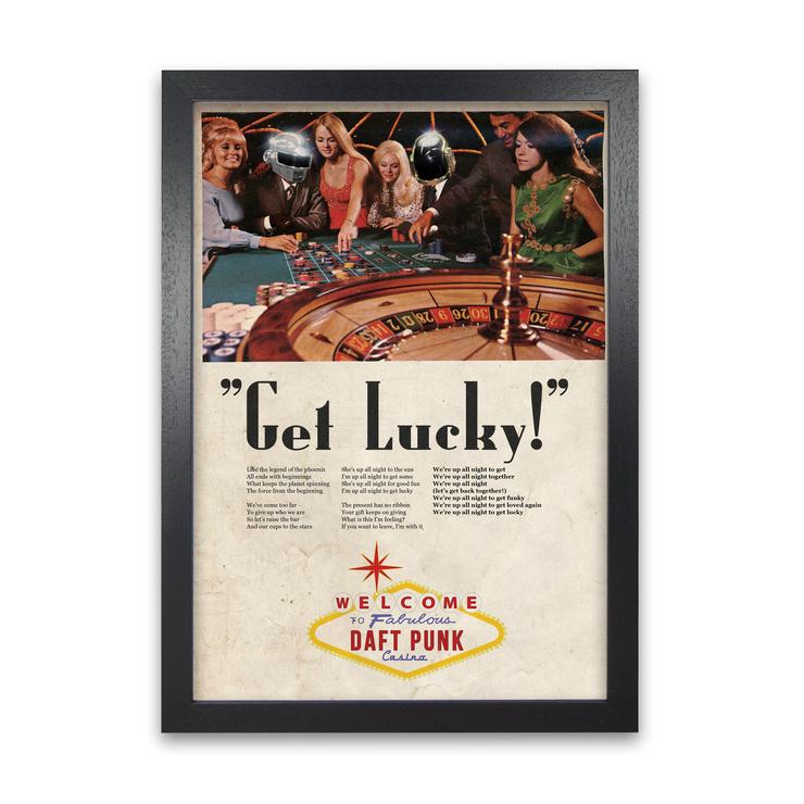 Get lucky daft punk retro music poster framed wall art print