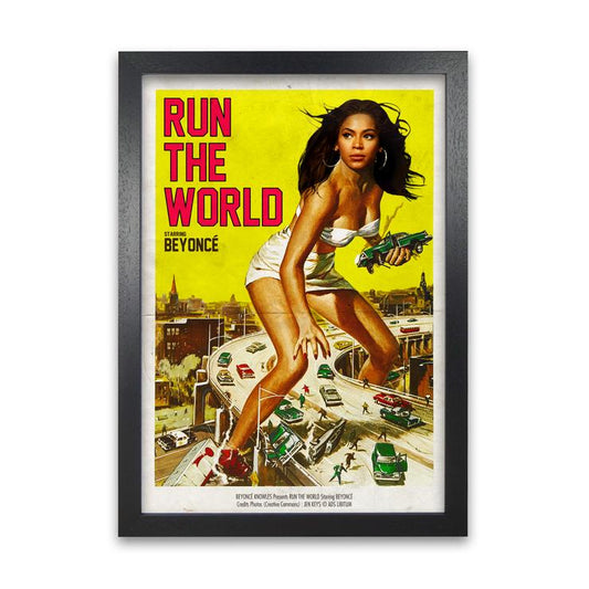 Beyonce run the world retro music poster framed wall art print