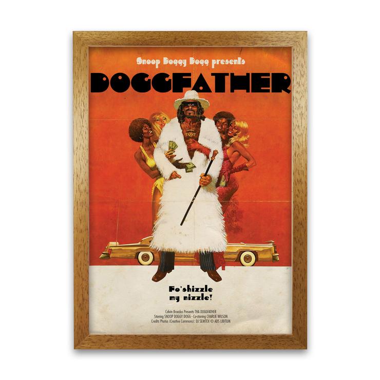 Doggfather snoop dogg retro music poster framed wall art print