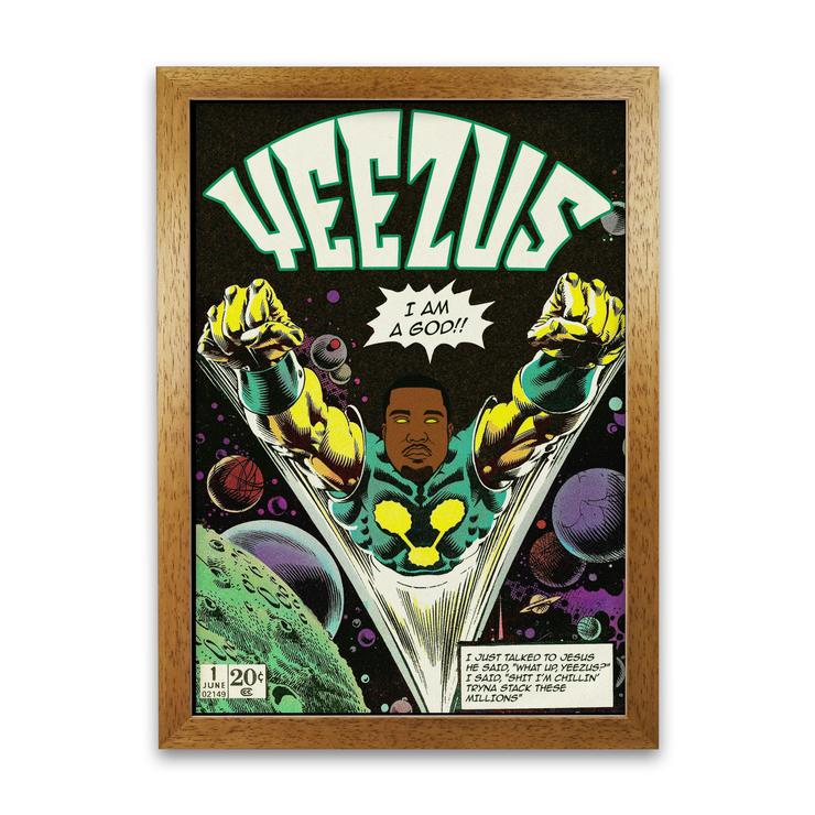 Yeezus kanye west retro music poster framed wall art print