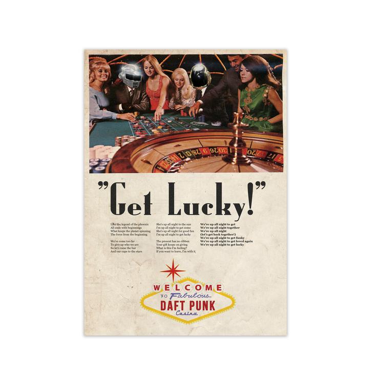 Get lucky daft punk retro music poster framed wall art print