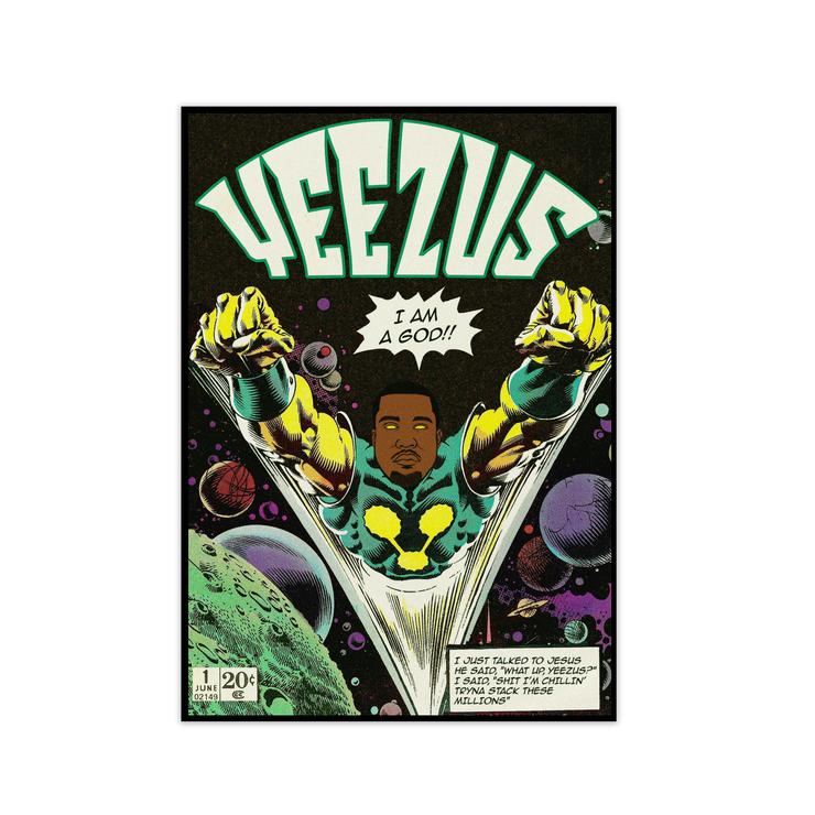 Yeezus kanye west retro music poster framed wall art print
