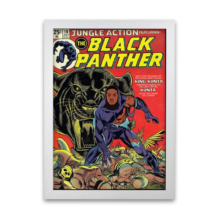 Black panther retro music poster framed wall art print