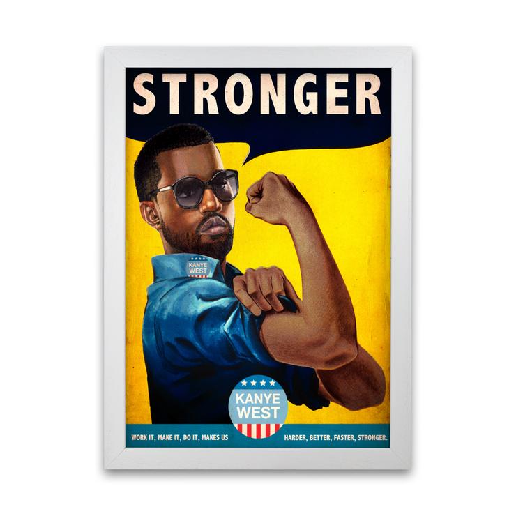 Stronger kanye west retro music poster framed wall art print