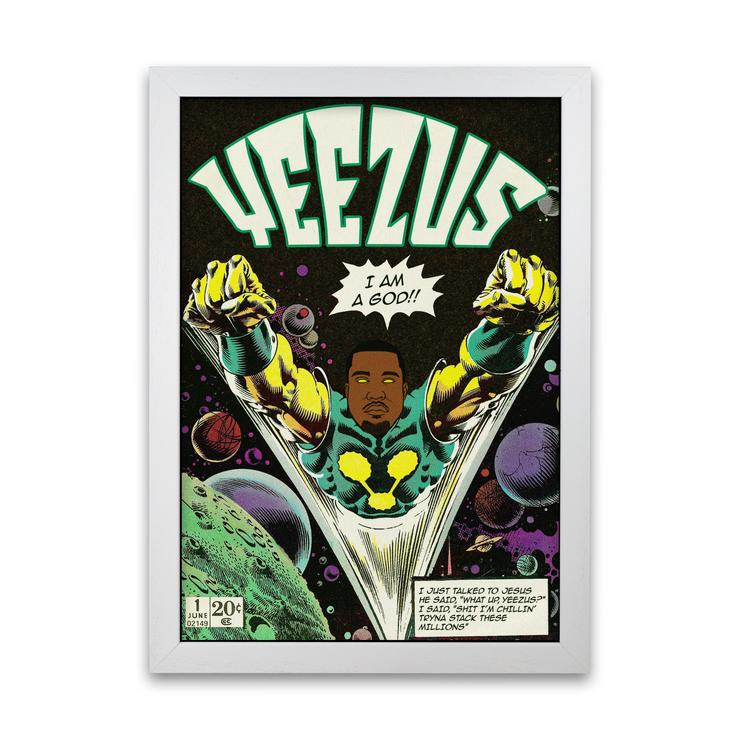 Yeezus kanye west retro music poster framed wall art print