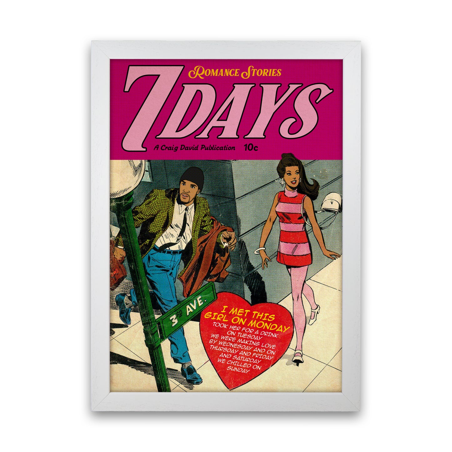 7 Days Music Poster Art Print by David Redon White Grain
