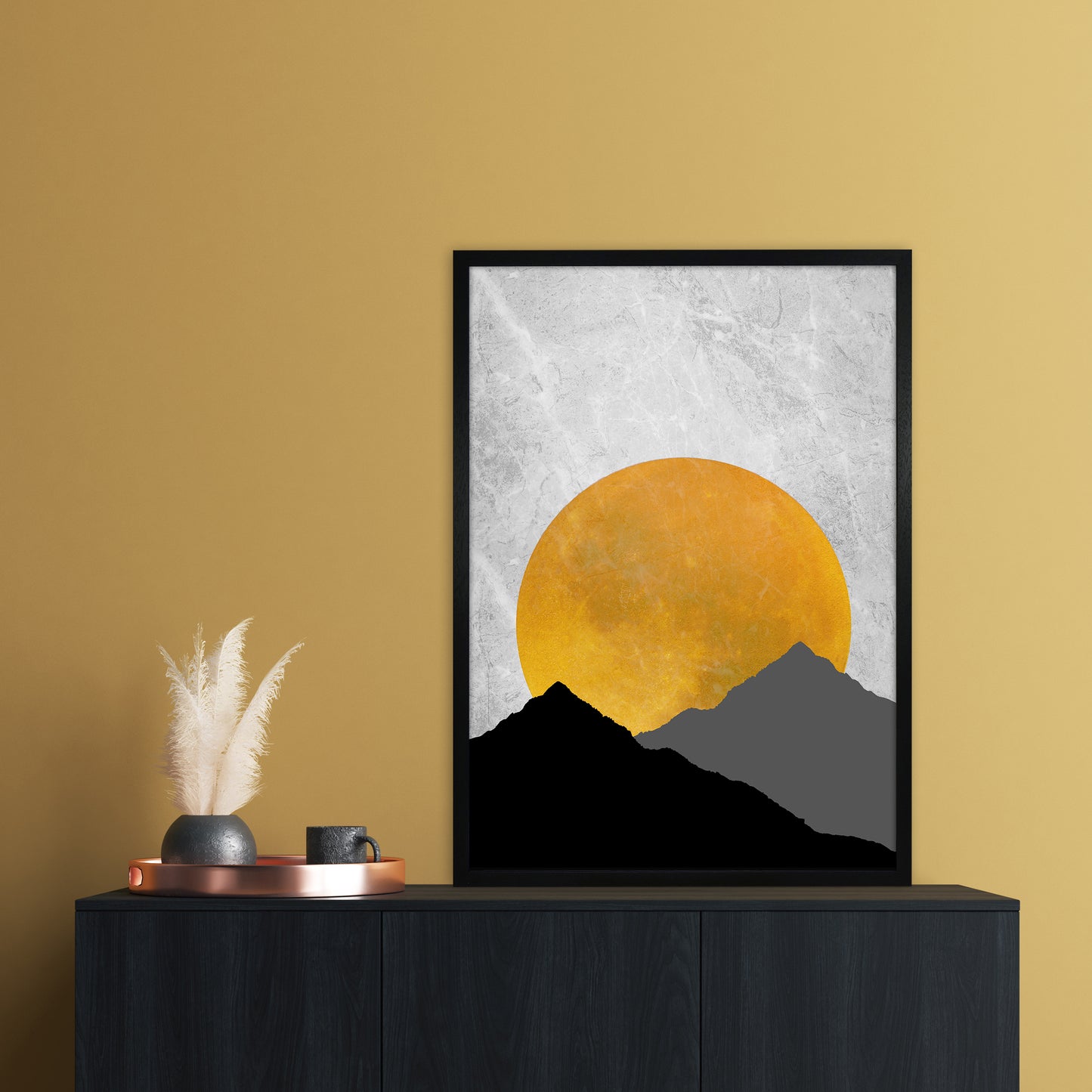 The Sunset Mountain Art Print by Essentially Nomadic A1 White Frame