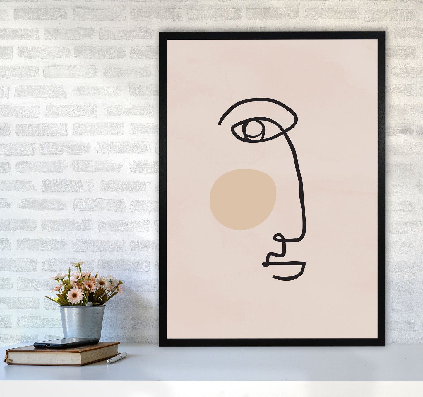 Absract 2 Face Line Art Art Print by Essentially Nomadic A1 White Frame