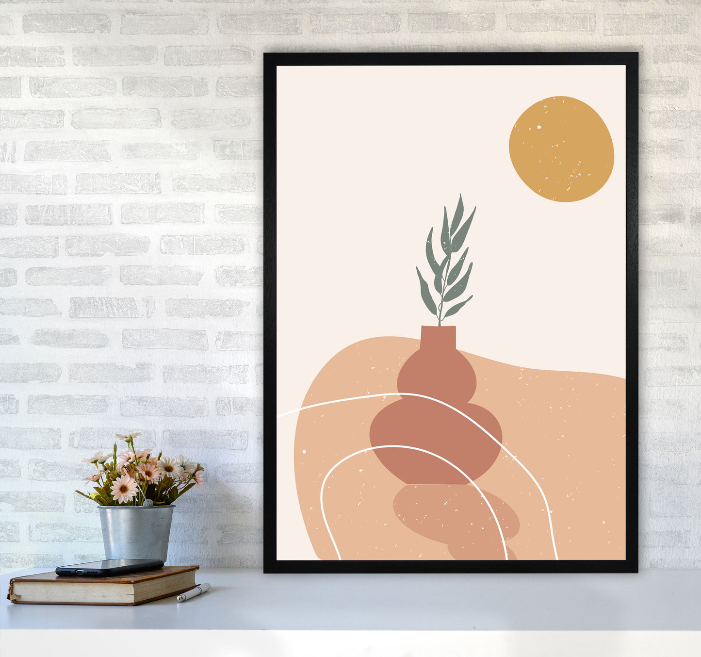Vase Botanical Art Print by Essentially Nomadic A1 White Frame