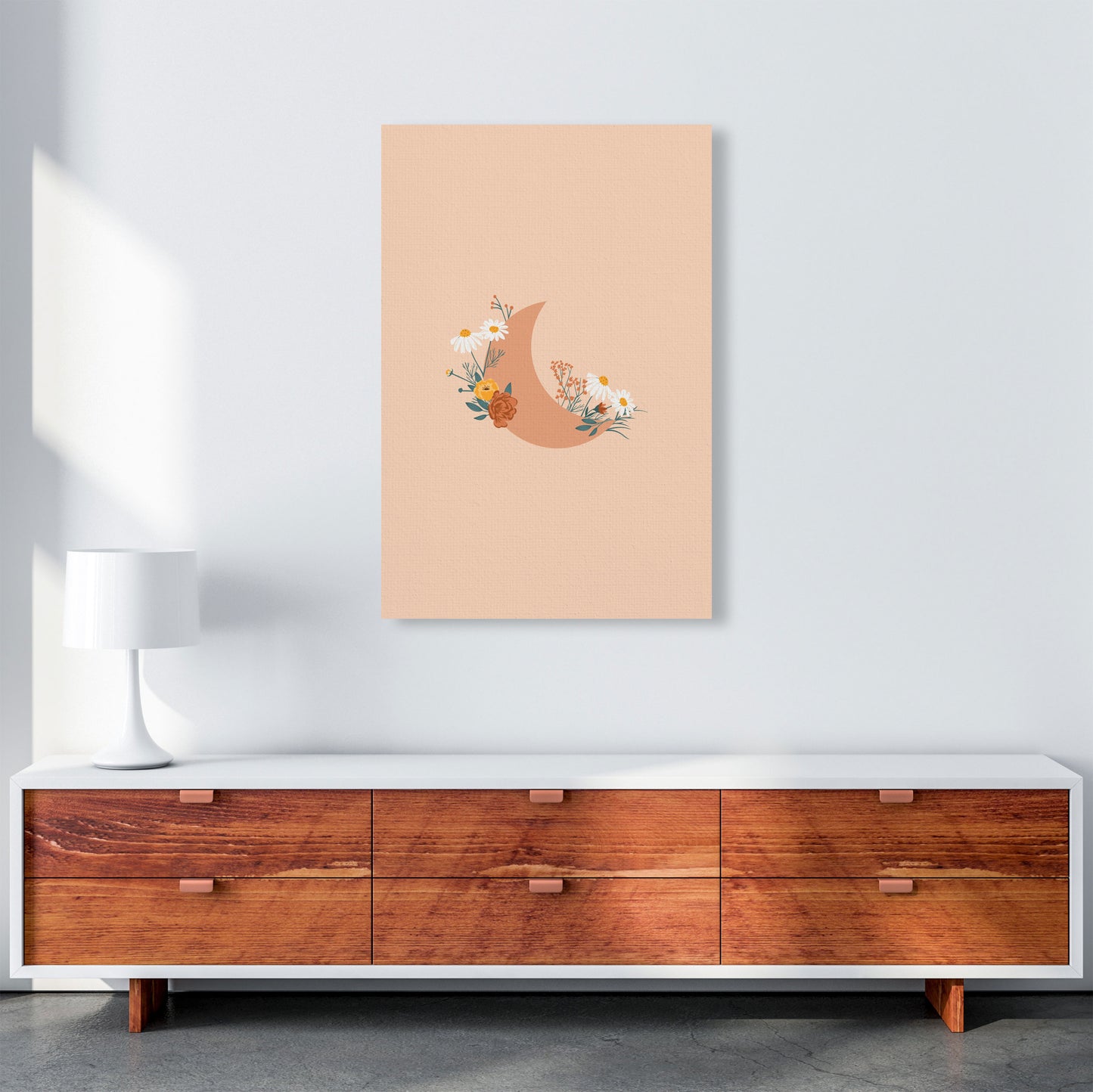 Moon Crescent Floral Art Print by Essentially Nomadic A1 Canvas