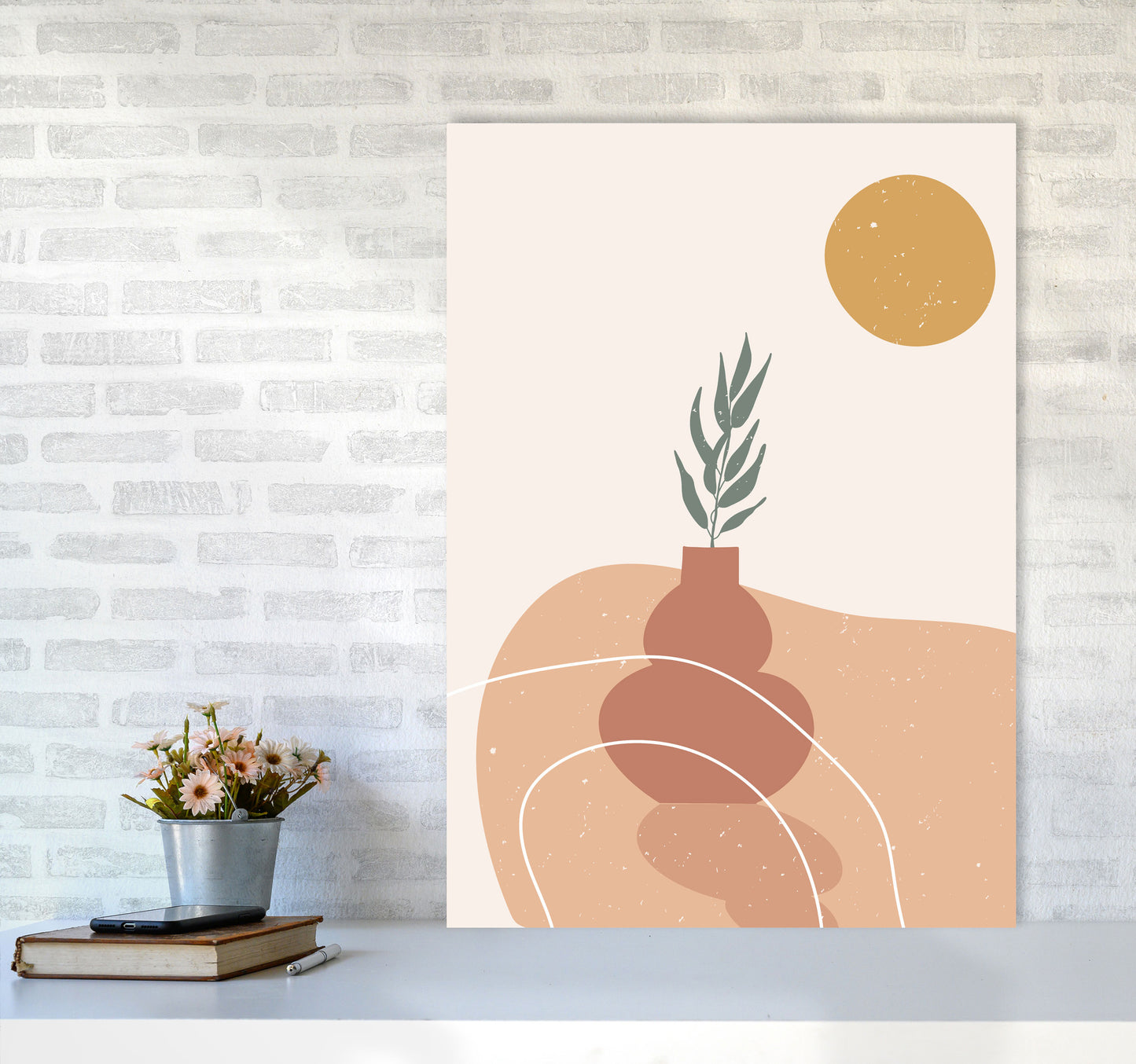 Vase Botanical Art Print by Essentially Nomadic A1 Black Frame