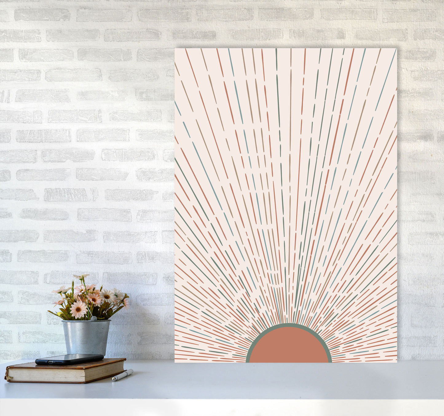 Midcentury Sun Rays Art Print by Essentially Nomadic A1 Black Frame