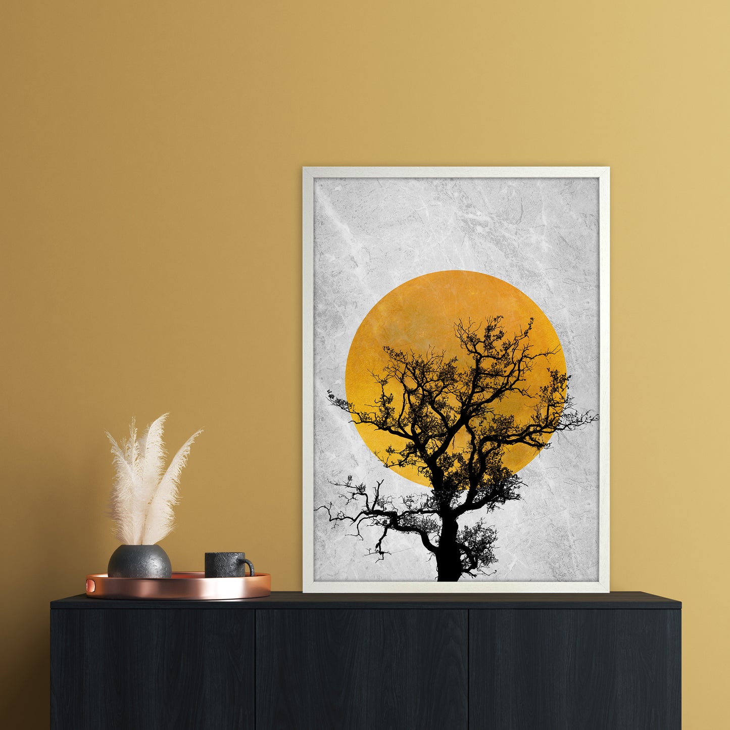 The Sunset Tree Art Print by Essentially Nomadic A1 Oak Frame