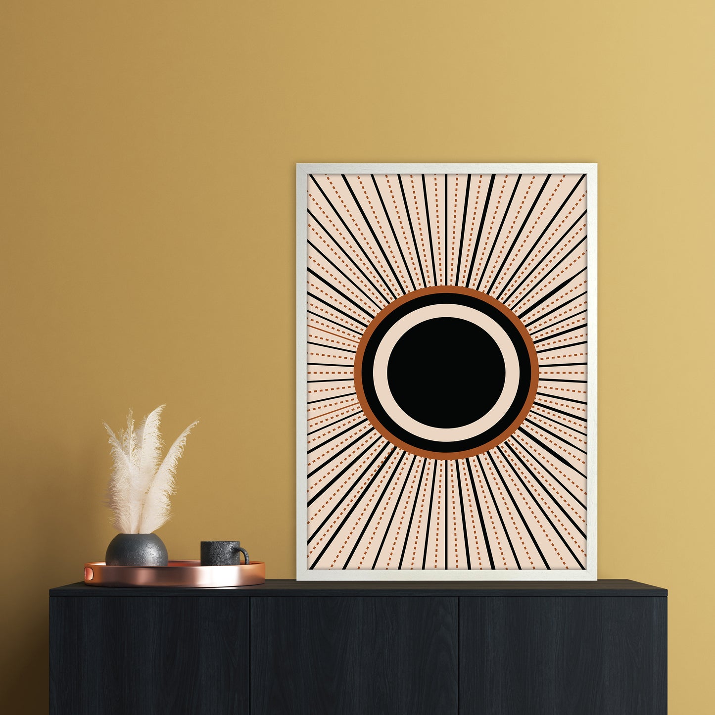 Boho Sun 1 Art Print by Essentially Nomadic A1 Oak Frame